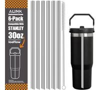 ALINK Pajitas de repuesto de acero inoxidable compatibles con vaso abatible Stanley Iceflow de 30 onzas, popote de metal reutilizable para tapa Stanly Iceflow de 30 onzas, apto para lavavajillas (30