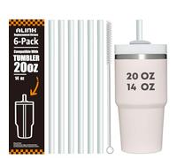 ALINK Pajitas de repuesto transparentes para vaso Stanley de 20 onzas, aptas para lavavajillas, paquete de 6 pajitas de plástico reutilizables compatibles con vasos Stanley Adventure de 20 onzas, más