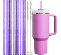 ALINK Paquete de 10 pajitas de repuesto moradas para vaso Stanley de 40 onzas y 30 onzas, pajitas de plástico reutilizables de 12 pulgadas de largo para accesorios de taza Stanley, jarra de medio