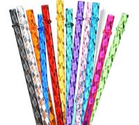 ALINK Paquete de 12 pajitas reutilizables de plástico transparente, 27,9 cm de largo, coloridas, de plástico duro, pajitas de repuesto para vasos Stanley, YETI, Starbucks, Owala Tumblers (12 colores)