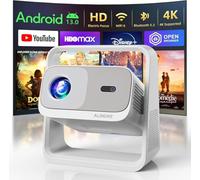 ALINORE Proyector inteligente con WiFi y Bluetooth, aplicaciones integradas, enfoque eléctrico y proyector portátil Keystone automático para exteriores, proyector nativo 1080P 4K, proyector de