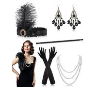 Alintor Accesorios Años 20 Mujer, 7pcs Accesorios Charleston Mujer, Accesorios Disfraz Años 20, Flapper Accesorios, Great Gatsby Accesorios