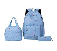 ALINUOYQ Conjunto de 3 mochilas de fresa Shortcake mochila escolar con lonchera y estuche de lápices, estampado de fresas, ideales para estudiantes adolescentes, adultas y universitarias