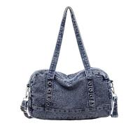 ALINUOYQ Denim Crossbody Bag, Denim Hobo Bag with Multiple Pockets for Mothers Day Gift, Vintage Tote Handbag for Shopping Traveling