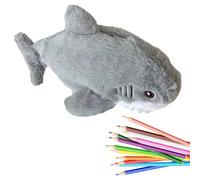 ALINUOYQ Estuche de Tiburones Estuche Gran Capacidad Linda Bolso de lápiz Esponjoso Bolso de papelería de tiburón de Lujo de Uso Multiusos para Suministros de Oficina de escuelas