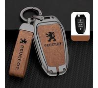 ALINZO Aleación, Fundas Llaves de Coche, Funda Protectora Mando A Distancia, Llavero, Accesorios Decoración, para Peugeot 408 308 508 2008 5008 3008 4008 508L,Matte-Brown-a