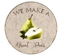 Alioyoit Letrero de metal vintage divertido con texto en inglés "We Make A Great Pear", placa redonda de metal para pintura, retro, letrero de metal rústico, decoración de pared para el hogar, pintura
