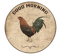 Alioyoit Placa de metal con diseño de gallina de granja con texto "Good Morning" para decoración de pared, decoración para jardín, granero, club, snack bar