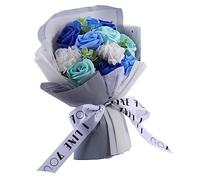 Alipis 1 Ramo de Rosas Artificiales Ramo Artificial Flores de jabón conformado Ramo de Rosas de jabón Flor de jabón de Rosas de Flores Flor de simulación Cinta Blue
