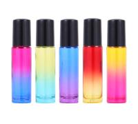 Alipis 10 Frascos Roll-On Vacíos de 10 Ml Degradado de Colores Rosa Azul Rosa Amarillo Azul Púrpura Rojo Amarillo Frascos Rellenable para Aceites Esenciales Tapa Negra Envases Compactos