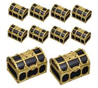 Alipis 10 piezas Mini Cofres del Tesoro para Caja de Juguete Pirata de Plástico Negro y Dorado Decoración Vintage para Manualidades Regalos y Caza del Tesoro Escolar