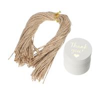Alipis 100 Piezas Etiquetas Pequeñas Redondas de Cartón Estampado Dorado y Cuerda de 25cm, Ligeras Agujeros Preperforados para Decoración de Fiesta y Bolsas de Dulces