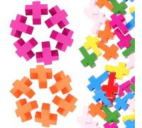 Alipis 100 Piezas Mini Cruces de Madera de Colores Surtidos 2 Mm para Manualidades Diy, Collares, Pulseras y Llaveros, Colgantes Planos para Proyectos de Artesanía y Color Aleatorio