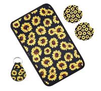Alipis 12piezas Funda De Coche Asientos y Volante Juego De Fundas Diseño De Girasoles Protector Duradero