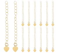 Alipis 15 extensores de collar: Extensiones de cadena de cobre dorado con colgantes de corazón. Extensor de pulseras de metal para la creación de joyas DIY.
