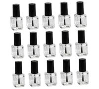 Alipis 15 Piezas Botellas de Esmalte de Uñas Transparentes de Vidrio Cuadradas con Pincel Negro para DIY y Almacenamiento de Laca de Uñas