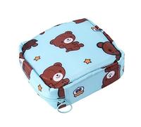 Alipis 1pieza Bolsa De Almacenamiento Sanitaria Para Mujer Organizador De Compresas y Tampones Diseño Compacto y Portátil Estampado De Oso Marrón Azul