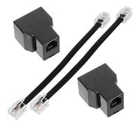 Alipis 2 adaptadores de teléfono Rj11 con cable extraíble Rj14, distribuidor de teléfono, adaptador de línea telefónica negra para dispositivos fijos