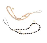 Alipis 2 Correas para Teléfono Móvil Cordón Antideslizante Colgante de Pulsera Diseño de Estrella de Cinco Puntas Accesorio Decorativo de Moda para Muñeca en Negro y Café 2 Piezas