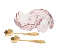 Alipis 2 Juegos de Cuencos de Vidrio en Forma de Flor para Masaje en Casa, sin Rebabas, Pequeños y Compactos, con Cucharas Metálicas para Aceites Esenciales