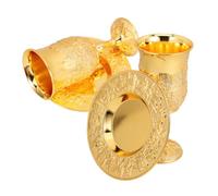 Alipis 2 Juegos Judaica Wine Chalice with Tray Alloy Embossed Goblets For Jewish Sabbath Holiday Rituals and Blessings