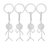 Alipis 2 Pares de Llaveros Acero Inoxidable Figuras de Palitos Divertidos y Corazón, Resistentes a Rayaduras y Desvanecimiento, Ideales para Uso Diario y Regalos