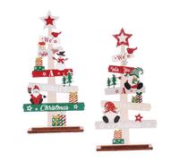 Alipis 2 Piezas Adorno de Navidad de Madera Pintado Mano de Árboles de Navidad para Escritorio Decoración Festiva para Hogar Oficina y Coche