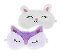 Alipis 2 piezas Antifaz para Dormir de Peluche con Diseño de Zorrito y Conejo Bloquea Luz Eficazmente Cómodo y Ergonómico para Adolescentes y Adultos
