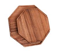Alipis 2 Piezas Bandeja de Frutas de Madera Octagonal para Snacks y Comidas Almacenamiento Multifuncional Diseño Simple Color Marrón