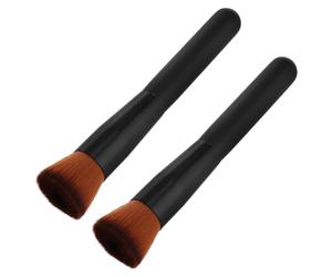 Alipis 2 Piezas Brocha de Maquillaje Líquido Pincel de Maquillaje para Base Negra Fibra Artificial y Plástico Fácil de Limpiar para Aplicar Base Líquida Mujer Portátil