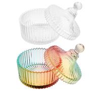 Alipis 2 Piezas Caja de Vidrio para Polvo y Maquillaje Estuche Transparente para Puff Corporal Almacenamiento Elegante y Portátil de Unidades para Tocador y Joyería