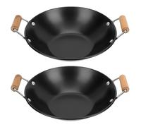 Alipis 2 Piezas de Ollas Pequeñas Anti-desbordamiento de Acero Inoxidable con Mango de Madera Negro, Fondo Plano para Cocina de Gas y Eléctrica, Utensilios de Cocina Prácticos para Hot