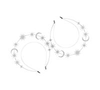 Alipis 2 Piezas Diadema de Doble Capa Estilo Diosa de Metal con Estrella de Seis Puntas y Luna Accesorios el Cabello de Mujer para Cosplay y Fiestas de Cumpleaños