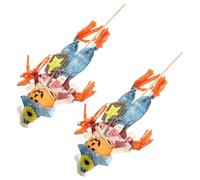 Alipis 2 Piezas Espantapájaros Decorativo de Halloween Calabaza Azul, Hecho de Tela, Paja y Madera, Adecuado para Jardín y Césped Textura Realista y Ambiente Festivo Varios estilos