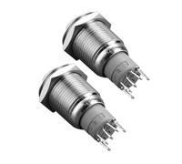 Alipis 2 piezas Interruptor Botón Metálico Momentáneo Resistente al Agua para Coche Barco y Moto con Mecanismo Autoretornable Pack de Unidades