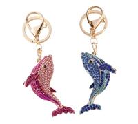 Alipis 2 piezas Llavero Colgante de Metal con Diseño de Delfín con Pedrería de Rosa y Azul Accesorio Decorativo para Bolso y Llavero Ligero y Portátil