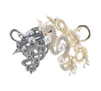 Alipis 2 piezas Pinzas de Metal para Cabello con Diseño de Dragón de Clips Grandes para Mujer Garras Fuertes para Peinados Semirecogidos Accesorios Chinos Brillantes para Festival de