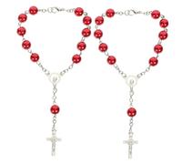 Alipis 2 Piezas Retrisión Colgante Talón Accesorios Rosario De Cuentas Cruz Católico Delicado Espejo Mujer Para Trasero Collar De Crucifijo De Los Hombres Adornos Aleación De Zinc Rojo