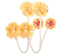 Alipis 2 Piezas Sujetador de Cortina Floral Amarillo, Alzapaños Boho | Metal y Poliéster, Sujeción sin Daños, para Paneles Ligeros y Ventanas del Hogar