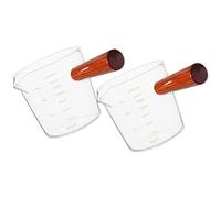 Alipis 2 Piezas Taza de Medición Vidrio Jarra para Leche con Mango de Madera para Bebidas