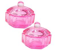 Alipis 2 piezas Taza Monómero para Uñas con Tapa Recipiente de Vidrio Acrílico para Polvo Diseño Hexagonal Rosa para Manicura y Mezcla de Acrílico