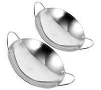 Alipis 2 Piezas Wok de Acero Inoxidable para Cocina Doméstica y Comercial, Olla Seca Redonda Alta Tolerancia a Temperatura y Diseño Innovador y Amplio