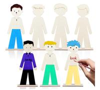 Alipis 20 Piezas de Astillas de Madera sin Acabado para Manualidades, Figuras de Personas de Madera sin Terminar, Accesorio de Grafiti Artesanal Adecuado para Decoración y Proyectos