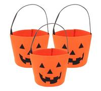 Alipis 3 Bolsas de Fieltro de Calabaza Naranja para Halloween, Contenedores Ligeros para Dulces, para Trick Or Treating y Festividades Infantiles