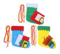 Alipis 3 Piezas Calcetín De Navidad Bolsa De Favores De Fiesta Bolsa De Kits De Adornos Navideños De Fieltro Adornos De Navidad Manualidades DIY Rompecabezas Decoraciones Niño