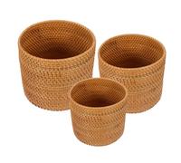 Alipis 3 Piezas Cesto de Basura Redondo de Ratán, Cesta Organizadora Tejida, Redonda, Ratán, para Residuos, Organizador de Escritorio y Baño, para Plantas y Flores