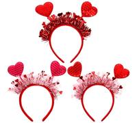 Alipis 3 Piezas diadema del día de san valentín diadema rosa enamorado Accesorios para el cabello con forma de corazón