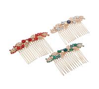 Alipis 3 Piezas Peines Laterales de Metal con Flores para Boda Accesorios de Pelo Nupciales con Piedras Blancas Rojas y Verdes Adorno para Novias y Damas de Honor