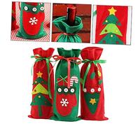 Alipis 3 Piezas Porta Botellas de Vino Decorativas No Tejidas para Navidad Funda para Botella de Vino Fundas Creativas de Decoración Navideña
