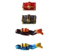 Alipis 3 Series Cofre del Modelo De Buzo Pecera Bronce Escafandra Autónoma Ultravioleta Decoración del Acuario Estatuilla De Buzo Resina Rojo 4 Piezas X 3